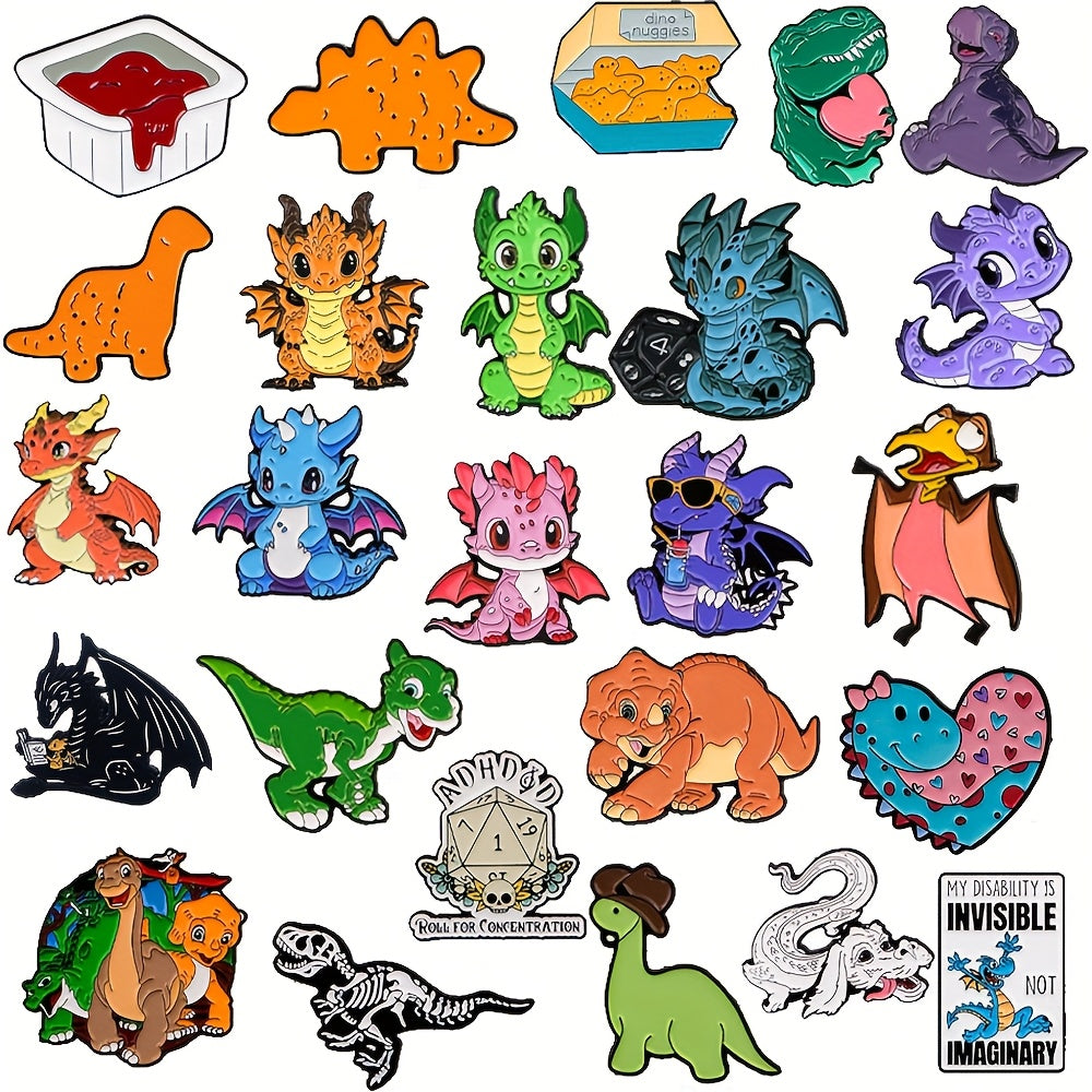 TEMU 20pcs-set Bkbkaak Enamel Brooches For Men - Vibrant Animal & Geometric Designs, Durable Metal Pins For Jackets, Backpacks, Hats - Fashion