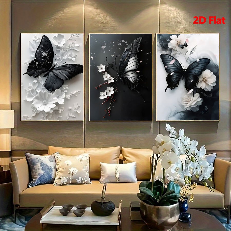 TEMU 2d Flat 3pcs Creative Black And Poster Art Wall Decoration Hanging Painting Suitable Adults Unframed Very For Living Room, Bedroom, Office,