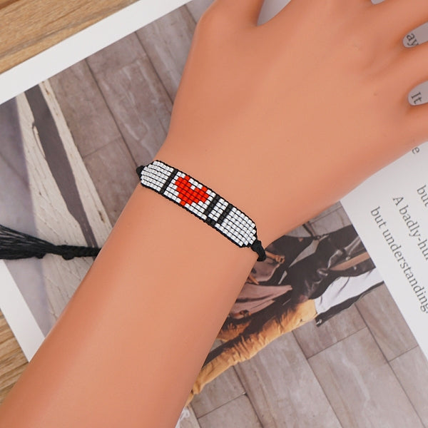 Graine de verre large bande avec mot je t'aime coeur bracelet lien d'amitié pour les femmes