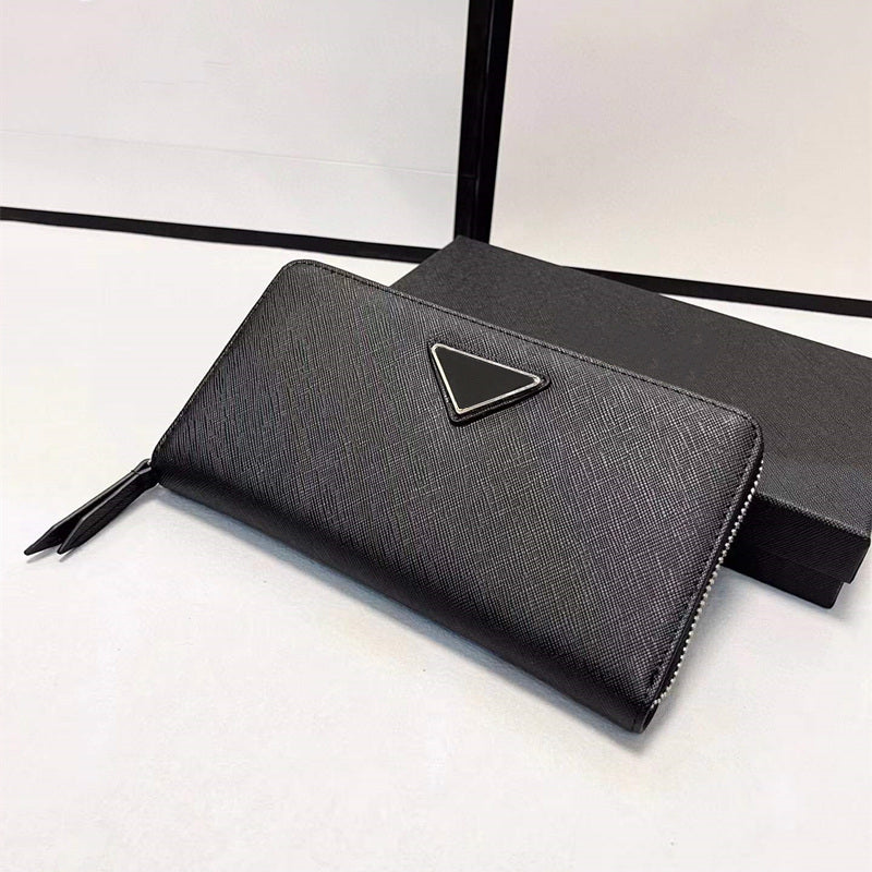Mens designer wallet long wallets purse card holder rectangular purses cardholder fashion holders handbag clutch bag Genuine Cowhide Leather Triangl