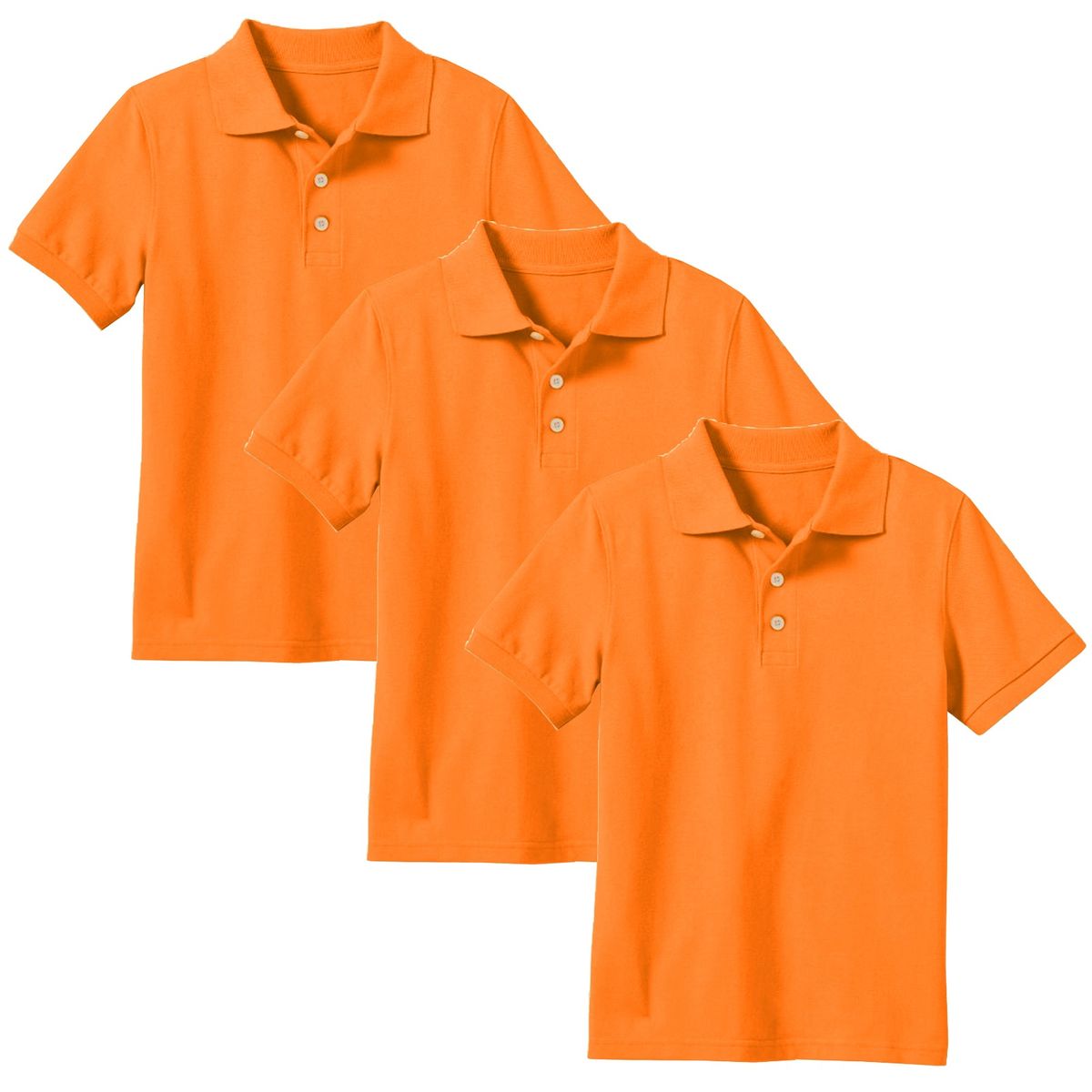 Boys' Short Sleeve School Uniform Pique Polo Shirt (3-Pack)    - 3-Pack Orange - Size 10
