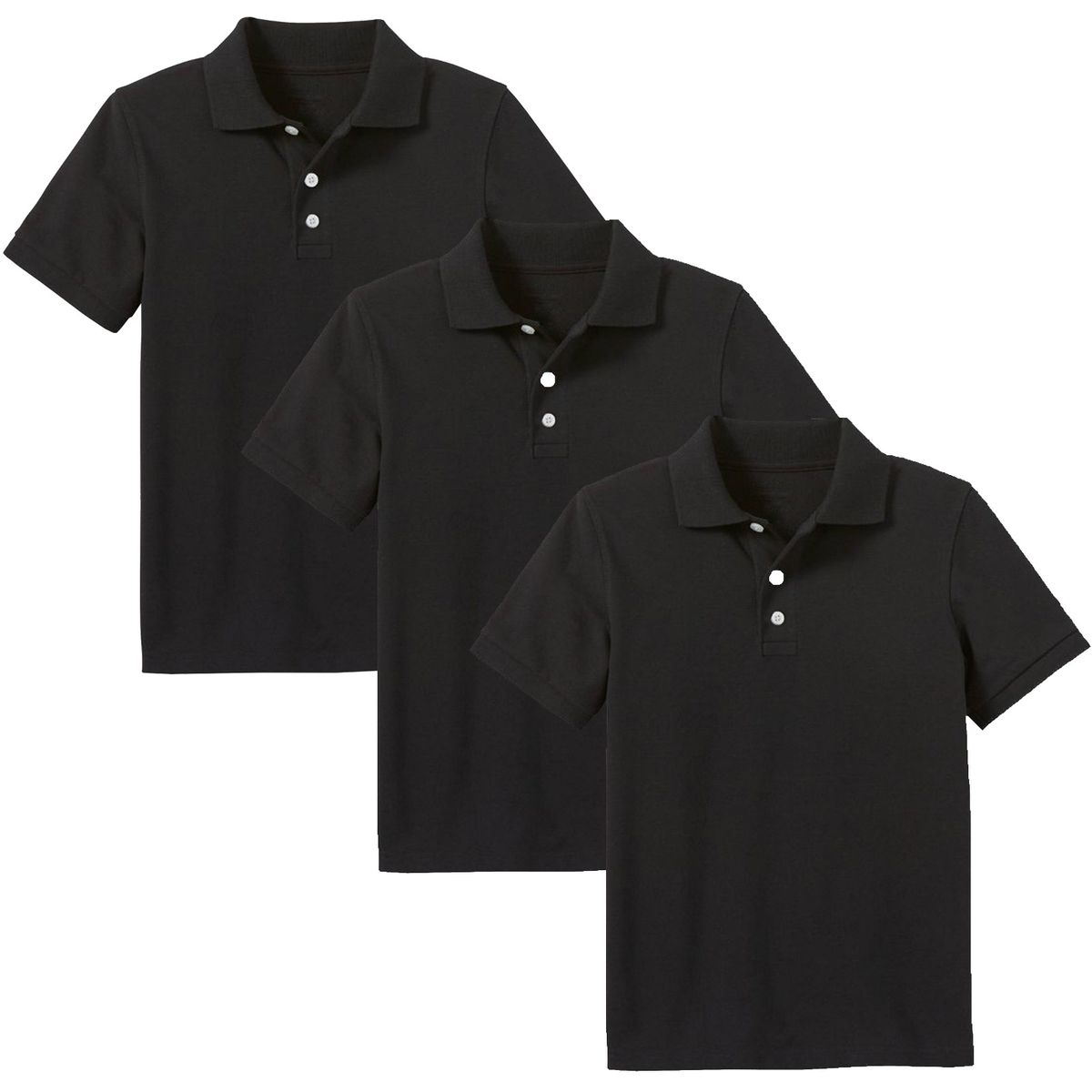 Boys' Short Sleeve School Uniform Pique Polo Shirt (3-Pack)    - 3-Pack Black - Size 10