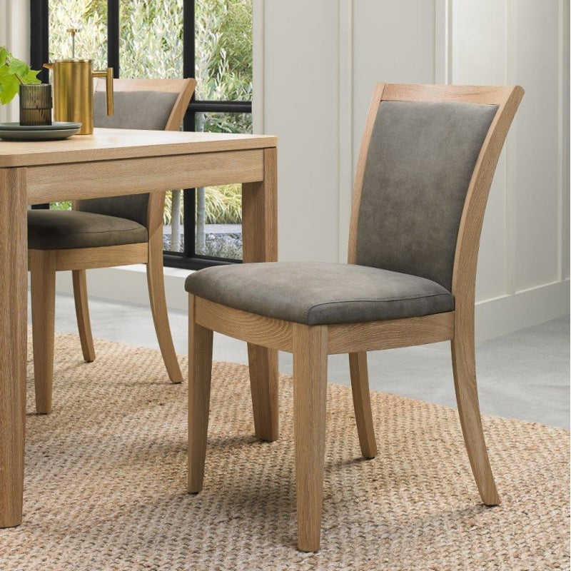 Jasper Oak Pair of Upholstered Dining Chairs - Mocha In Brown