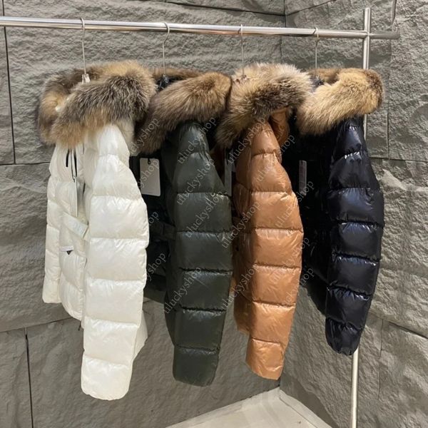 Designer Puffer Jacket Womens Down Jackets coats Luxury Jacket real raccoon hair collar warm parkas with belt lady cotton coat S-XL