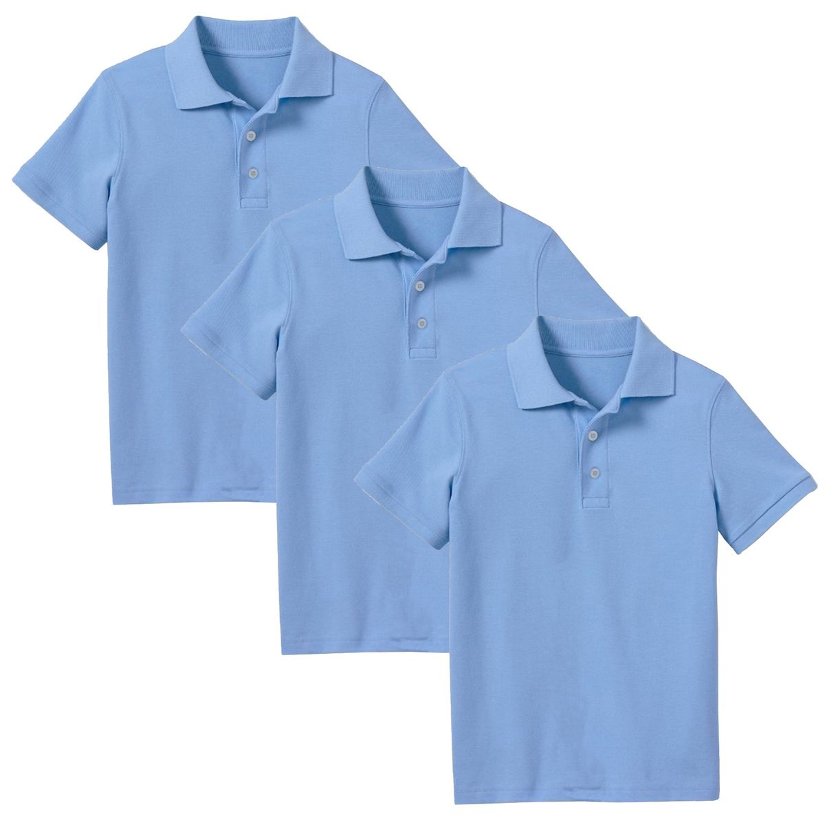 Boys' Short Sleeve School Uniform Pique Polo Shirt (3-Pack)    - 3-Pack Light Blue - Size 4