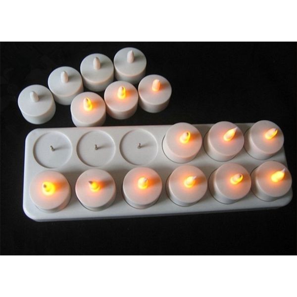 Candles Set of 12 Rechargeable led candle Flameless Static TeaLight electric lamp waxless Valentine Home Wedding Xmas Table decorAMBER 22101