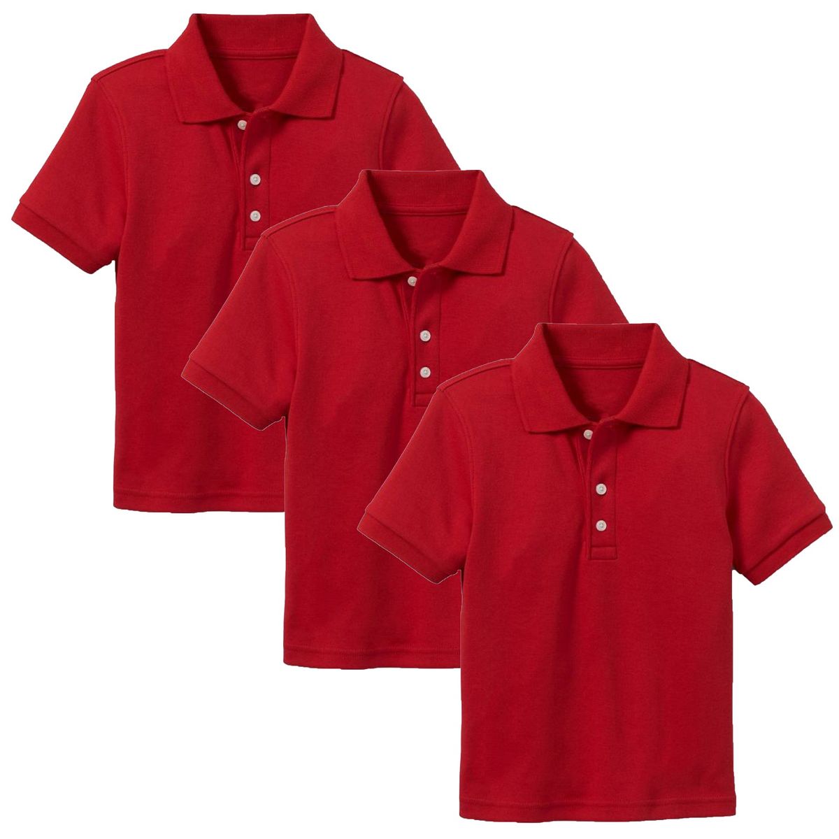Boys' Short Sleeve School Uniform Pique Polo Shirt (3-Pack)    - 3-Pack Red - Size 4