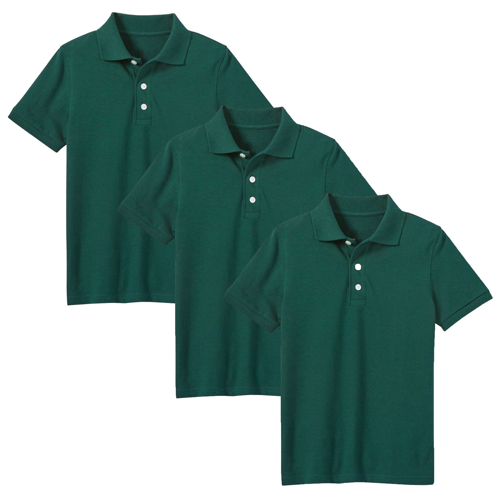 Boys' Short Sleeve School Uniform Pique Polo Shirt (3-Pack)    - 3-Pack Hunter - Size 14