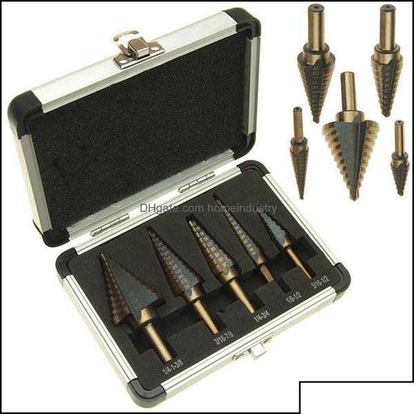 Drill Bits 5Pcs-Set Hss Cobalt Mtiple Hole 50 Size Step Bit Set Coming Include Aluminum Case Arrival High Otybi