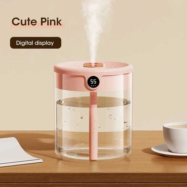 Humidifiers Air 2L Humidifier Large Capacity With LCD Humidity Display Night Light Double Nozzle Aroma Essential Oil Diffuser For Home S2411