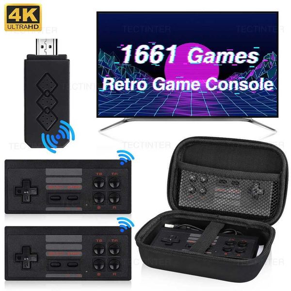 Video game console - Patchible mini TV game stick with built-in 1661+classic 8-bit retro handheld game player and dual game boards Y241109