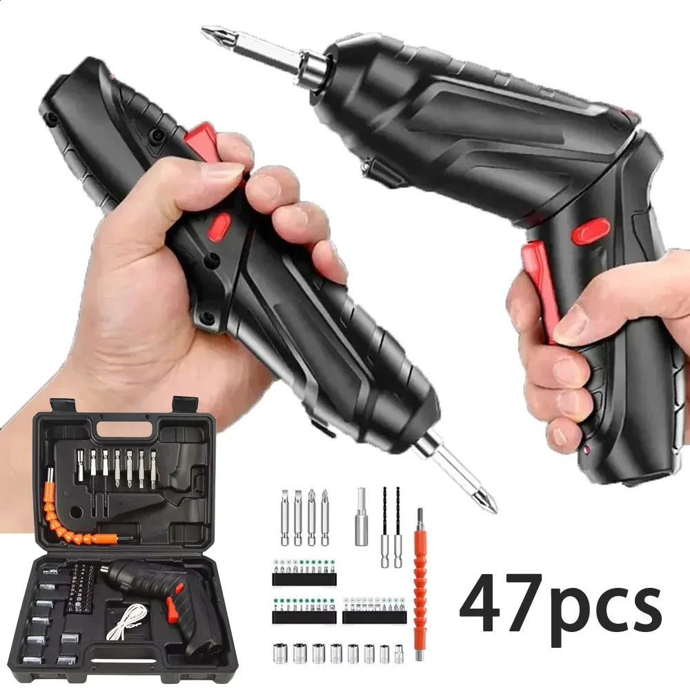 247pcs 36V Screwdriver Kit Rechargeable Lithium Battery Cordless Electric Drill Folding Home Power Tools 250225