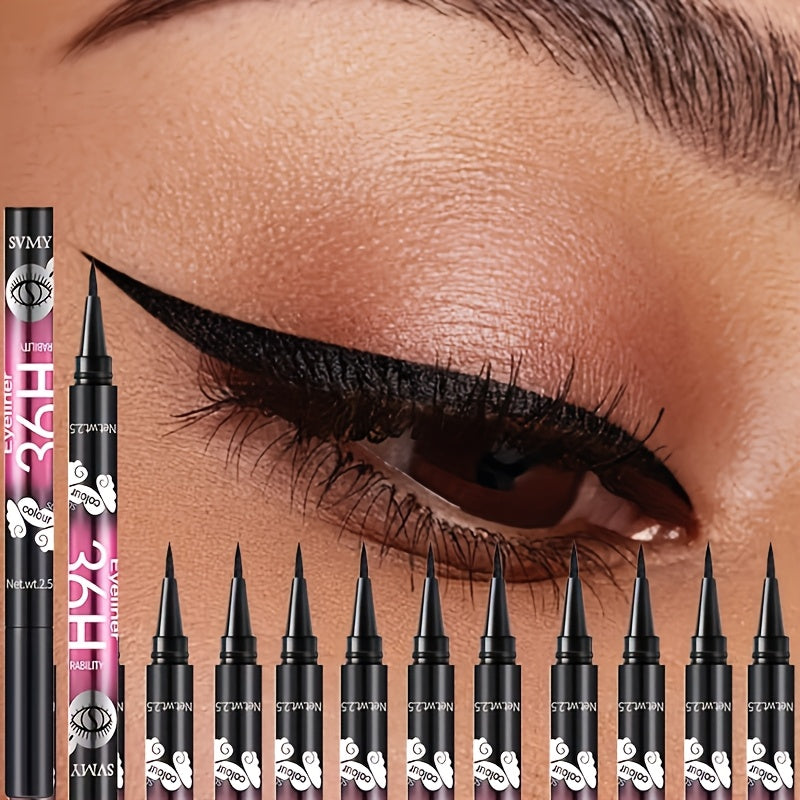 TEMU 12pcs Eyeliner Pens - Beginner-friendly, , Waterproof, Long-lasting Eye Makeup For & Dramatic Look