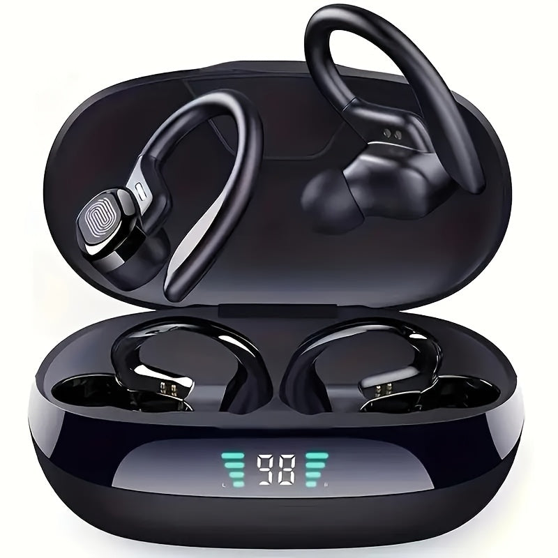 TEMU Wireless Earphones With Built-in High-definition Microphone, Led Screen Charging Case, Automatic Pairing For Long-lasting , Suitable For Sports,