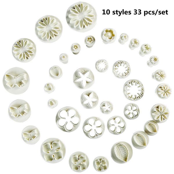 Pottery Tools 33pcs-set Plastic Printing Mold Flower Star-shaped Clay Polymer Pottery Clay Embossing Mold Spring Printing Mold