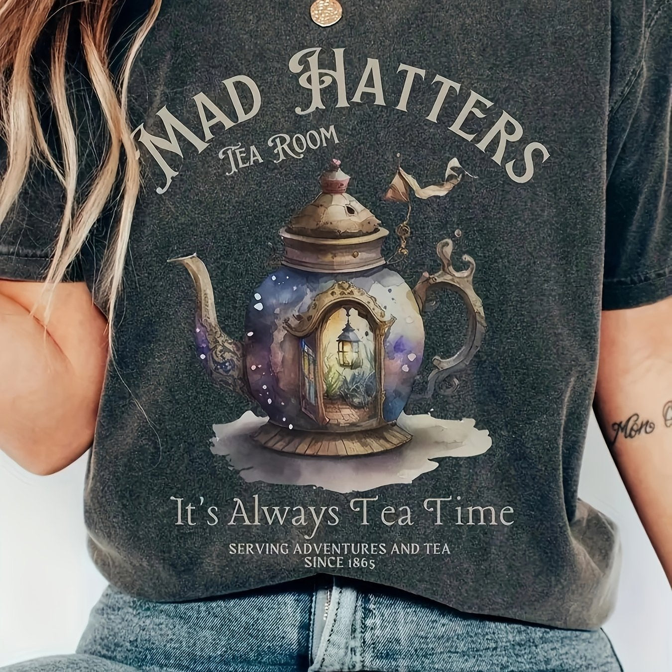 TEMU A Family In A Kettle, Letter-graphic Print-round Neck Casual Sport Short Sleeve T-shirt-fashion Women