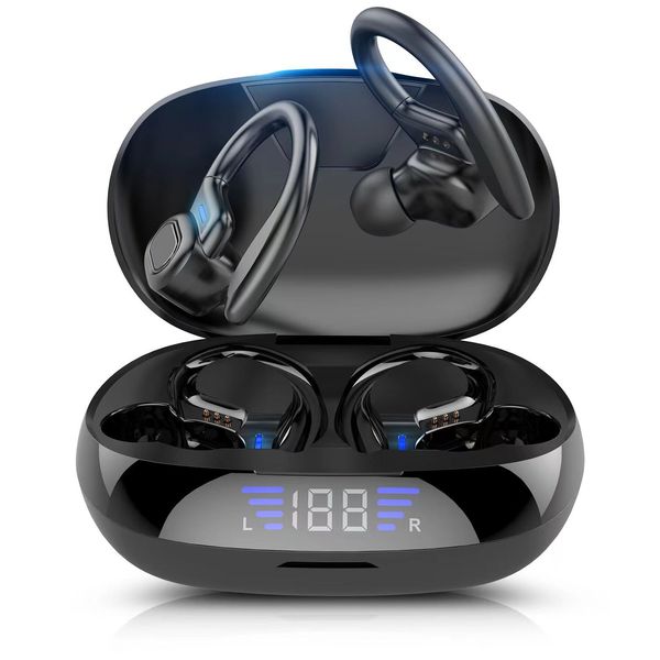 TWS Bluetooth Earphones With Microphones Sport Ear Hook LED Display Wireless Headphones HiFi Stereo Earbuds Waterproof Headsets Xxsiu