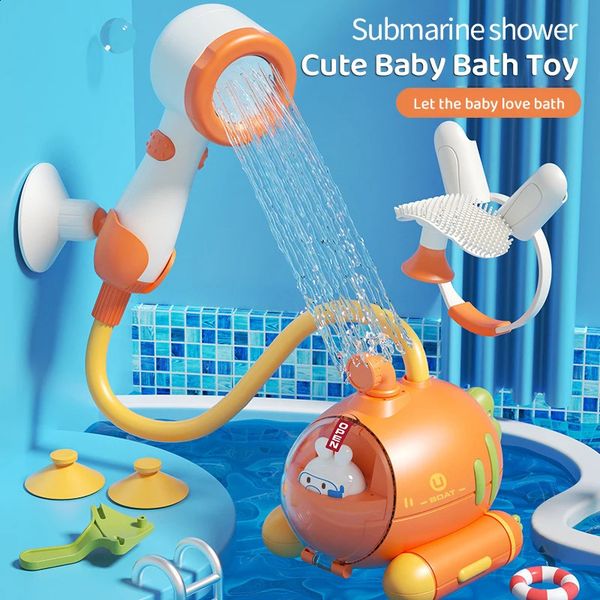 Baby Bath Shower Head Cartoon Carrot Electric Water Pump Adjustable Sprinkler Baby Bathtub Spray Water Toy for Toddler Gift 241217