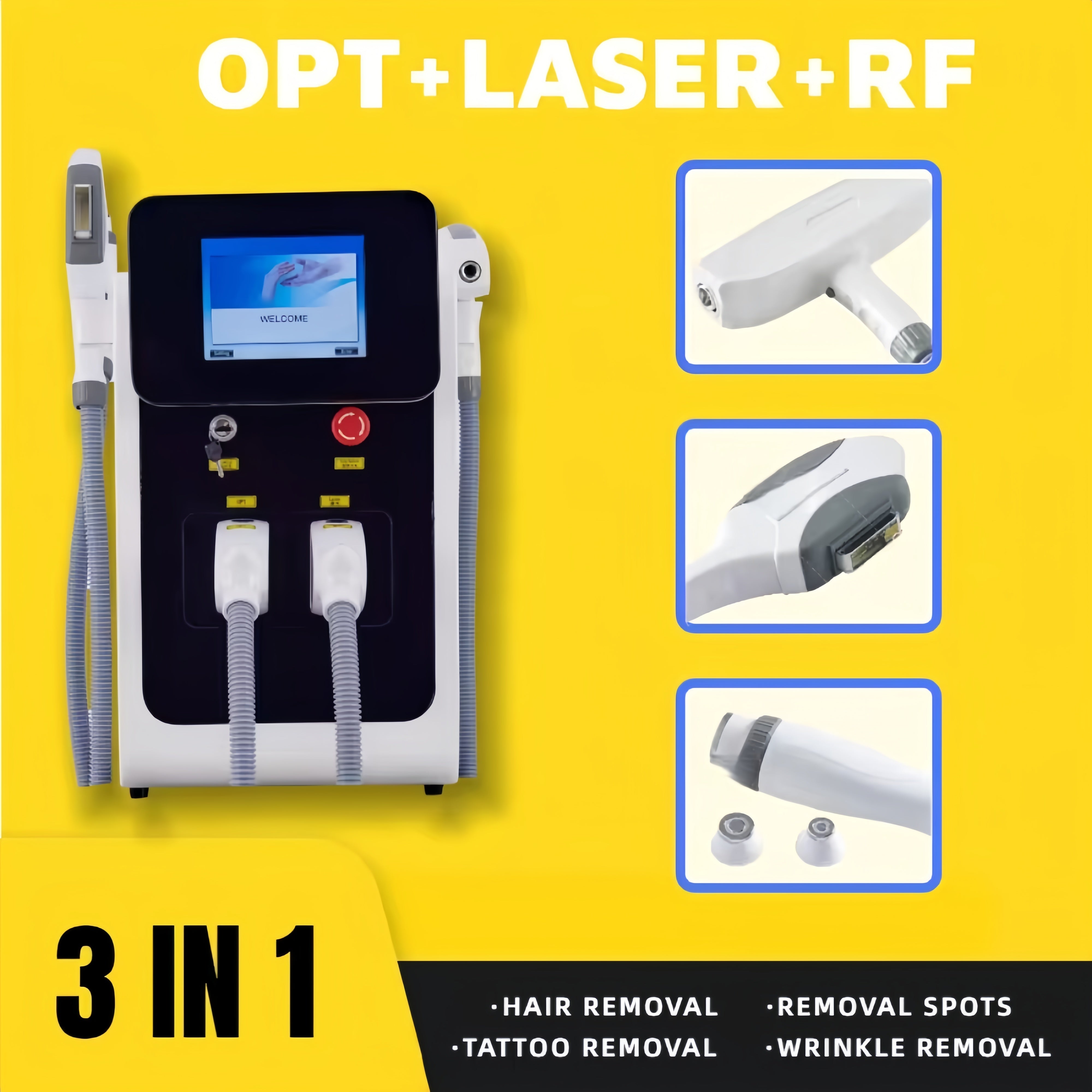 Selling 3-In-1 Diode Strong Pulse Light And Nd Yag Laser Hair Removal Machine For Home-Clinic Tattoo Removal Equipment