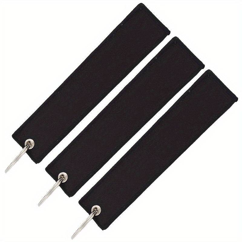 TEMU 3pcs Double Side Blank Keychains - Black, Red, Grey - Aviation Keyring Holders - Diy Keychain Supplies