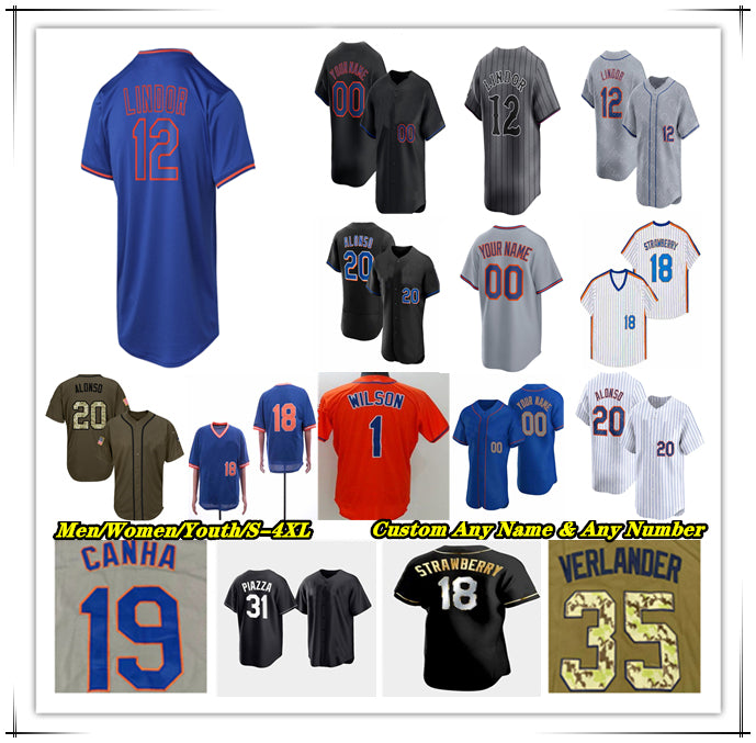 Baseball Jersey Pete Alonso Lindor Juan Soto Brandon Nimmo Mark Vientos Tyrone Taylor Luisangel Acuna Starling Marte Jeff McNeil Brett Baty David Pe