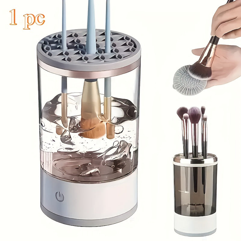 TEMU 1 Electric Makeup Brush Cleaner - Usb-powered, Makeup Brush Cleaner, Integrated Washing And Drying Machine With Transparent Water Tank, Suitable