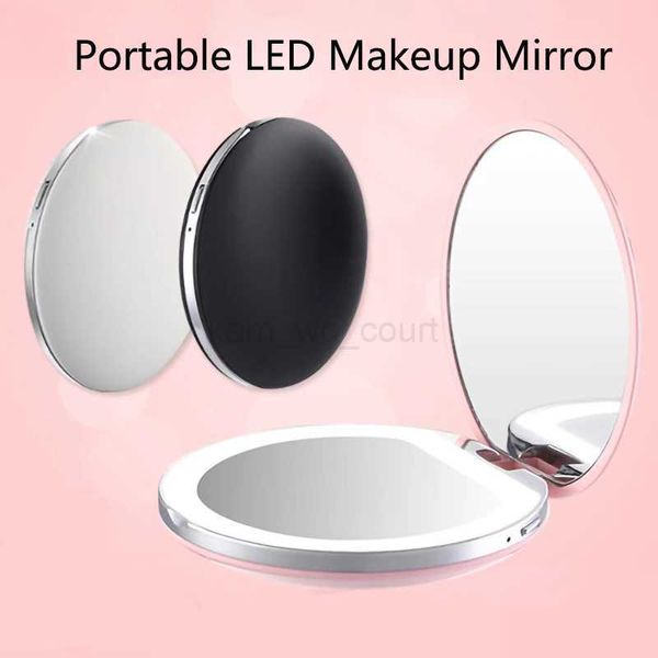 Mini Portable LED Light Makeup Mirror 3X Magnifying HD Mirror with 3 Levels of Brightness USB Charging Travel Foldable MirrorM240722