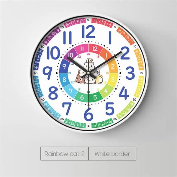 Round Wall Clock 8 Inch Modern n Silent Timepieces For Kids Sitting Room Bedroom Learning Clocks Decoration Accessories 250108