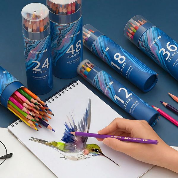 12243648Colors Professional Watercolor Pencils Colored Hexagon Wooden Handle Set Artist Painting Drawing Sketch 241120