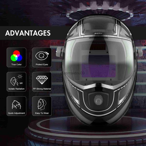 Protective Clothing ANDELI Automatic Darkening Welding Mask ADL-ME980H DIN16 TIG MIG MMA Welding Mask-Helmet-Cap-Lens for Welding Machine HK