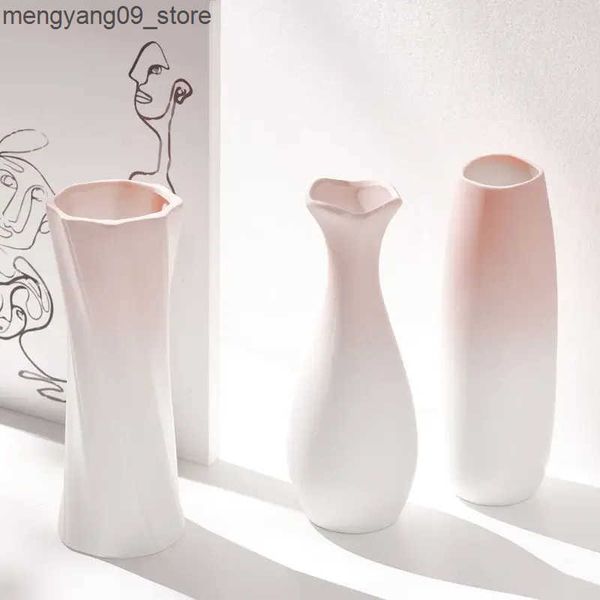 Vases Nordic Plastic Vase Simple Pink Fresh Flower Pot Storage Bottle for Flowers Living Room Modern Home Decorations Ornaments J241210