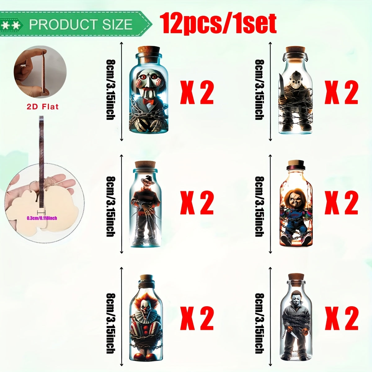 TEMU 2d Plane, A Set Of 12 Movie Characters Wooden Pendant Pendants, New Year-party Gifts, Home, Windows, Office, Classroom, Car Mirrors, Statue