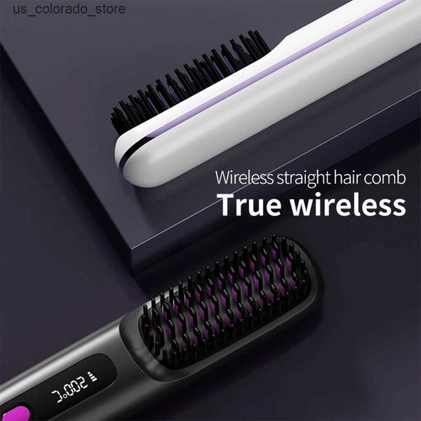 Electric Hair Brushes Hair Straightener Comb Fast Heated Wireless Electric Hot Brush Multifunctional Ceramic Hair Curler Anti-scalding Heati