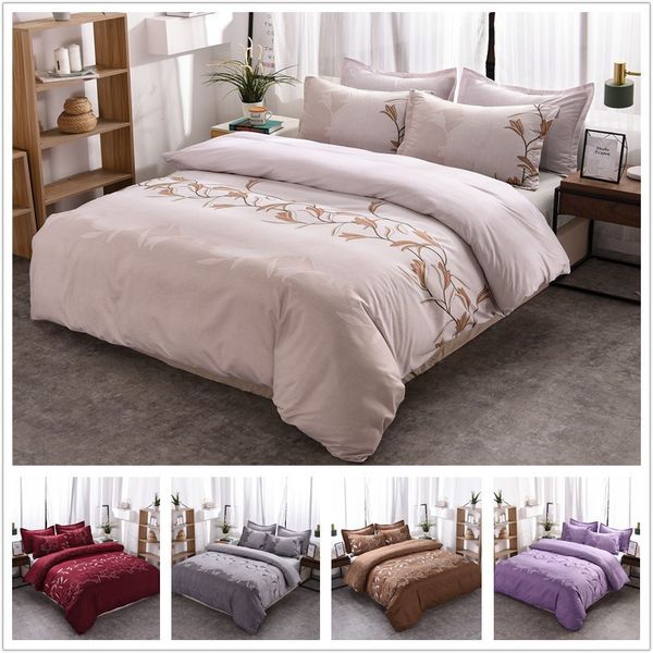 Bedding sets solid embroidered blossom duvet cover king queen double twin single size bed en set 230308