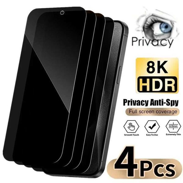 4Pcs Privacy Screen Protector For iPhone 15 11 12 13 14 Pro Max Anti-spy Glass For iPhone 16 PRO XS XR 7 Plus Anti Peeping Film M250120