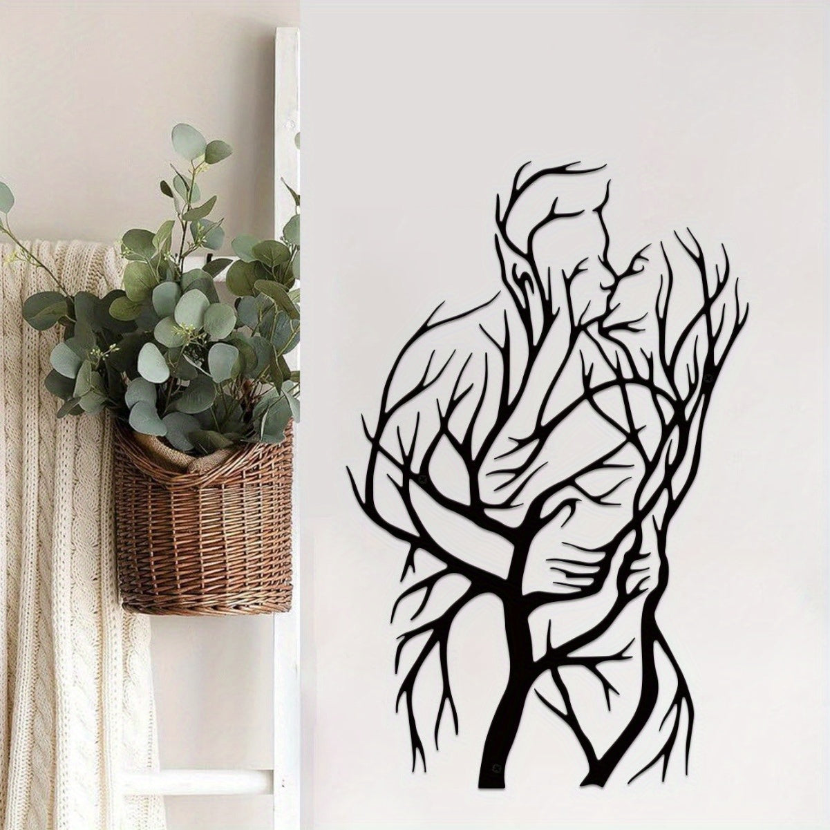 TEMU Embracing Metal Silhouette Art Hanging Painting, Aesthetics Metal Wall Decoration, Black Abstract Metal Art Decoration, Room Art Hanging