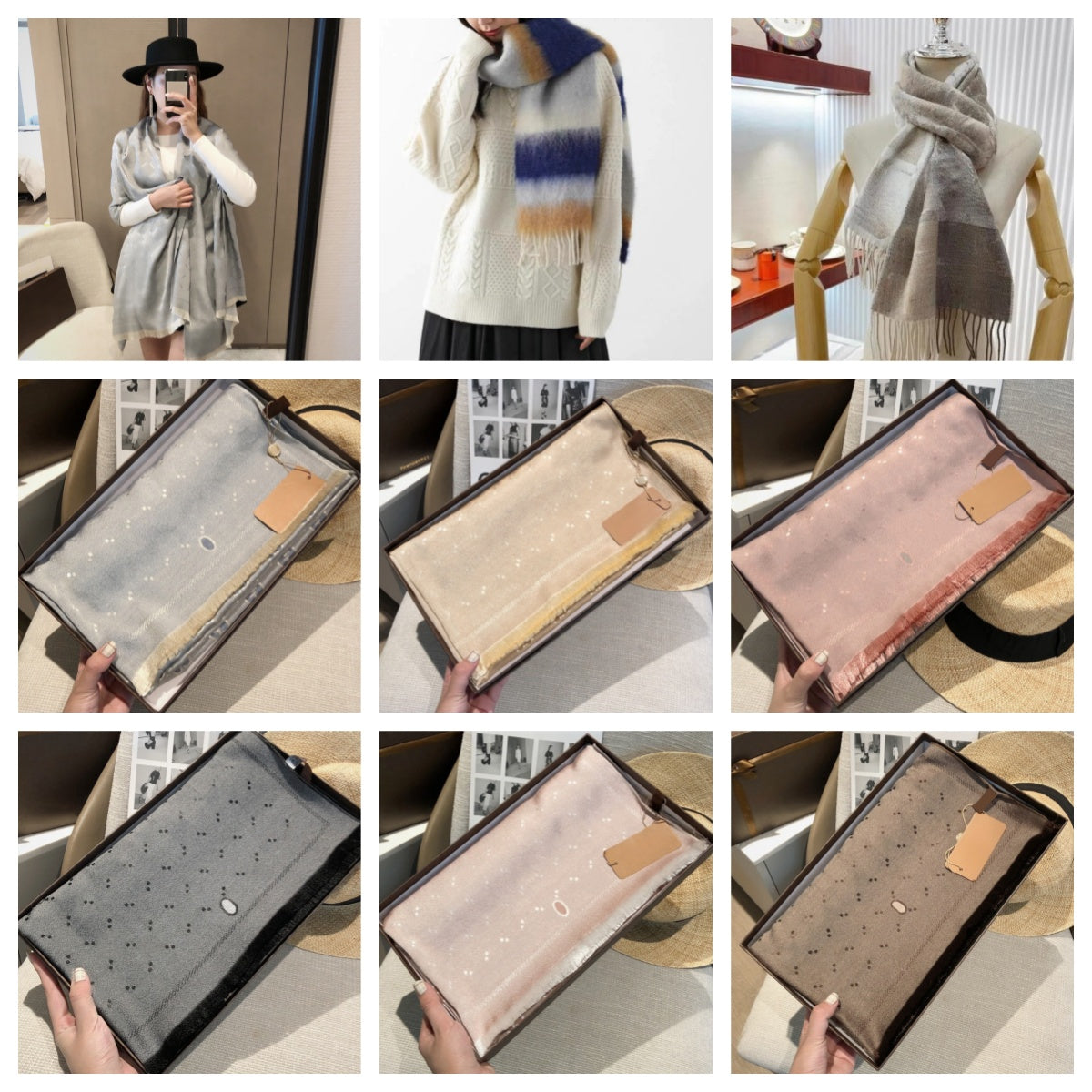 Scarves Classic Cashmere Scarf Women&#039;s Shawl Khaki Black