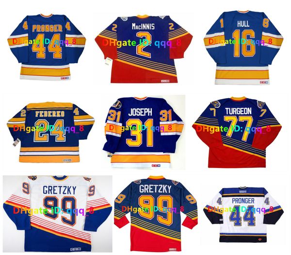 WAYNE GRETZKY AL MacINNIS BRETT HULL Custom CCM Throwback Blues Hockey Jersey ADAM OATES BERNIE FEDERKO BOB PLAGER CURTIS JOSEPH GARRY UNGER