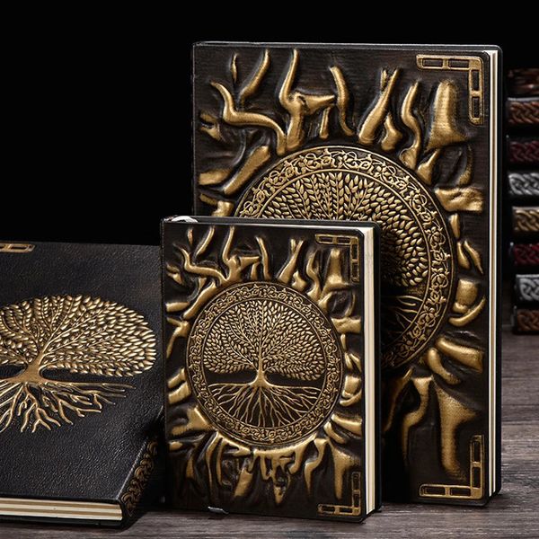 Vintage Tree of Life A5A6 Diary Notebook Magazine Handicraft Embossed Leather Bible Travel Planner School Office Gift 240808