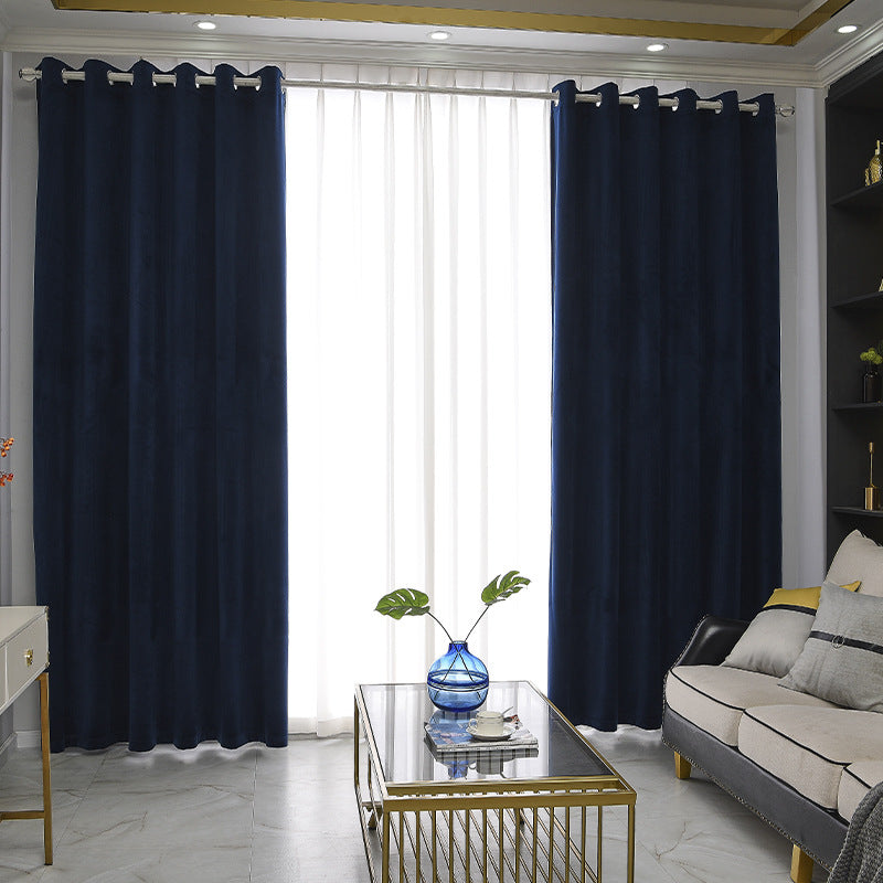 XX0379 thick chenille curtains full blackout bedroom high-grade blackout master finished product heat insulation sunscreen sunshade curtain