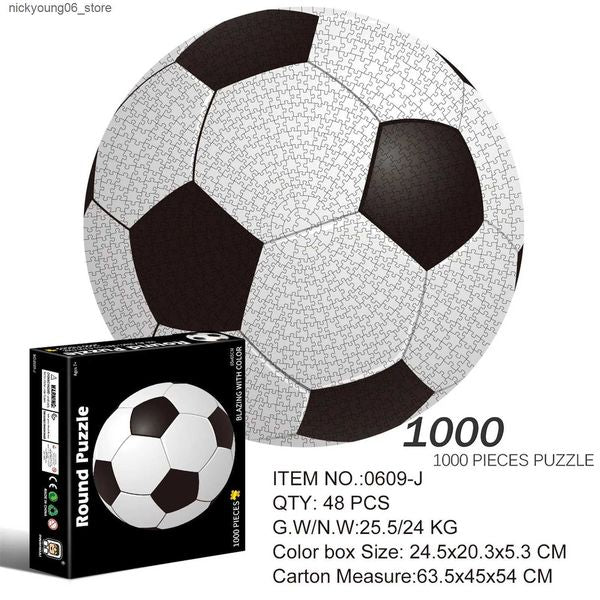 3D Puzzles Adult 1000 Piece Football Puzzle Round 3D Puzzle Cartoon Plane Jigsaw Toy for Children L240910