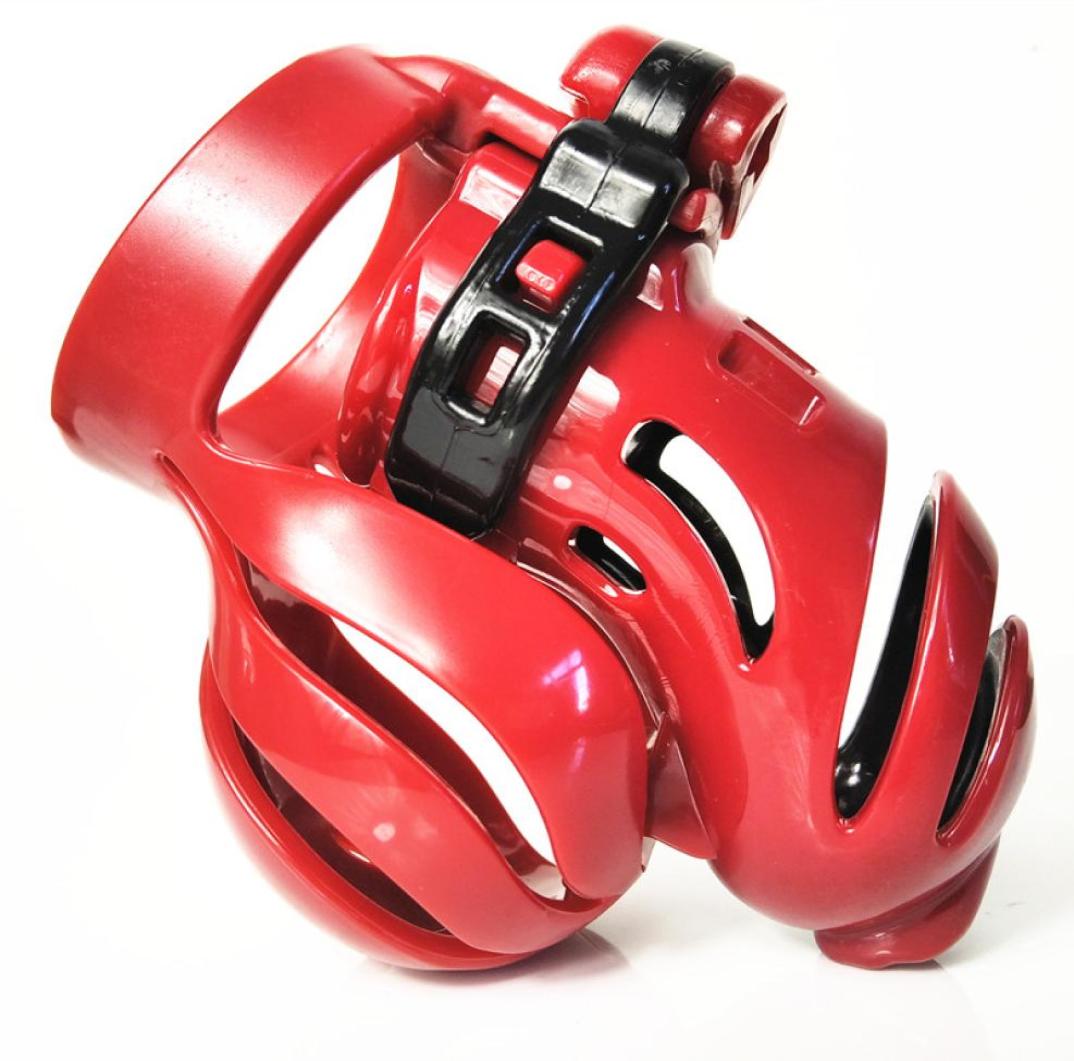 Male Devices Cock Cages Device Penis Cage Ball Bondage Torture 3D Resin PC Detachable Red-Black XCXA390-JD3577954