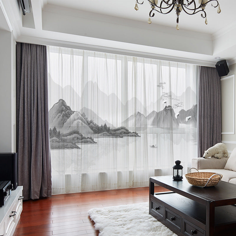 YL-36698 Chinese style curtain for the whole house, new Chinese style, Jiangnan retro classical Hui style ancient building living room villa blackou