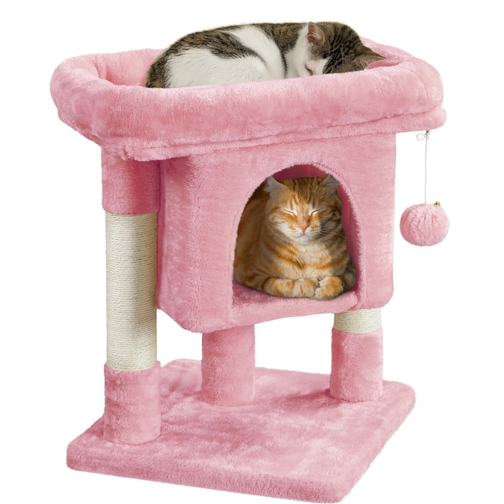 TEMU Halloween Cat Tree 23 Inch Cat Tree 2-level Cat Tree With Plush Wide Perch & 2 Sisal-covered Scratching Posts Cat Pet Climbing Tower With Condo