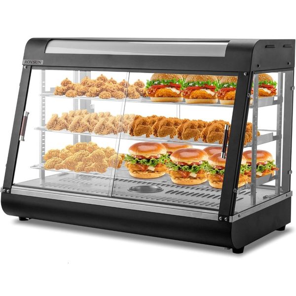 W-Led Lighting, 3-Tier Electric Food Warmer Commercial, Adjustable Removable, Refrigerator Display Case