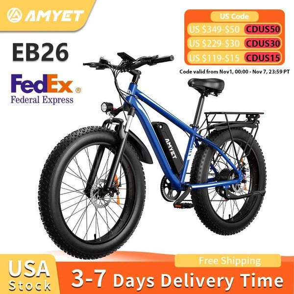 Bikes AMYET Bike EB26 Adults Bicycle Peak 1500W 48V 15AH e bike 26 Fat Tire Mountain Bike 31mph Dirt Bike H241102
