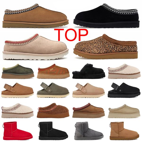 Top Tazz Women Famous Leopard Pattern Sandals Slippers Slides tasman shoes woman tasmans claquette fur ultra mini boots winter taz tazer roo