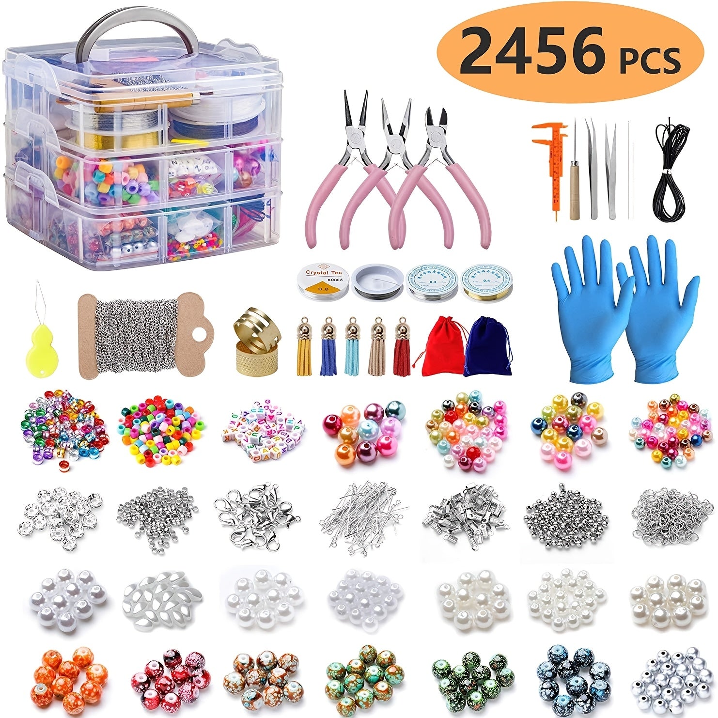 TEMU 2456pcs Of Jewelry Making Kit For Beginners, Beaded Metal Accessories, Fringe And Included Making Tools, Stylish Handmade Kit Crafting Gift Box