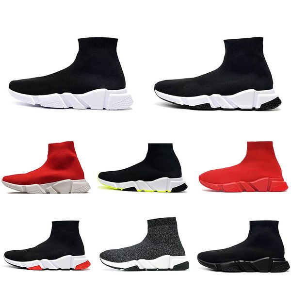 Designer Sock Shoes Paris Knitting Mesh Men Women Speed Runner Sock Boots High Platform Black White Slip On Triple-S Soft Casual Sneakers 36