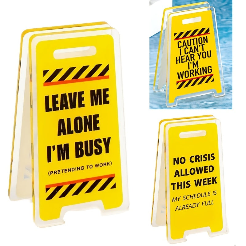 TEMU 3pcs Acrylic "please " Sign Holders - Humorous Decorative Note Clips With Funny Phrases For Office Or Home Use